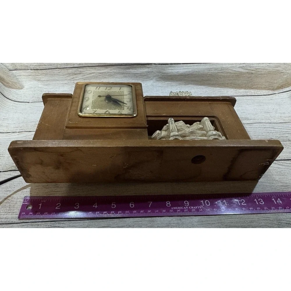 Vintage United Clock Company Wood Mantel Clock Fireplace Night Light Works VIDEO